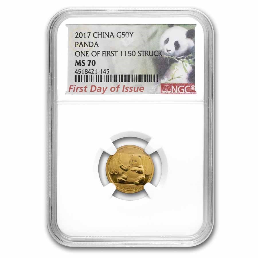 2017 China 3 gram Gold Panda MS-70 NGC (FDI - One of First 1,150)