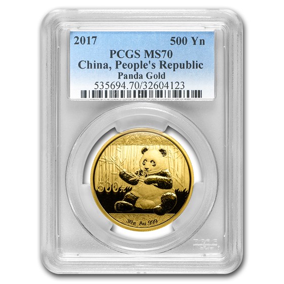 2017 China 30 Gram Gold Panda MS-70 PCGS