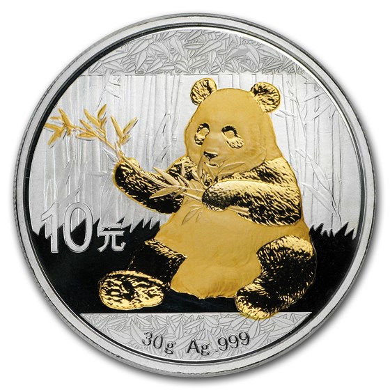 2017 China 30 gram Silver Panda (Gold Gilded) 2017 China 30 gram Silver Panda (Gold Gilded)