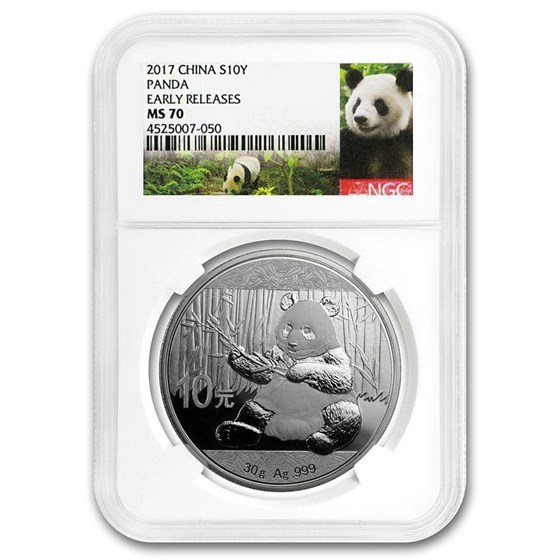 2017 China 30 gram Silver Panda MS-70 NGC (Early Releases) 2017 China 30 gram Silver Panda MS-70 NGC (Early Releases)