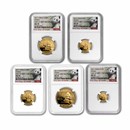 2017 China 5-Coin Gold Panda Set MS-70 NGC (First Day of Issue)