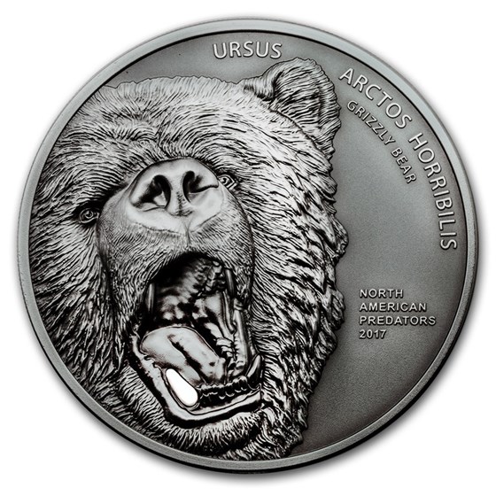 2017 Cook Islands 2 oz North American Predators Grizzly Bear