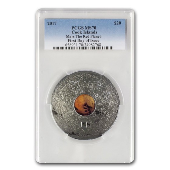 2017 Cook Islands 3 oz Meteorites Mars The Red Planet MS-70 PCGS 2017 Cook Islands 3 oz Meteorites Mars The Red Planet MS-70 PCGS