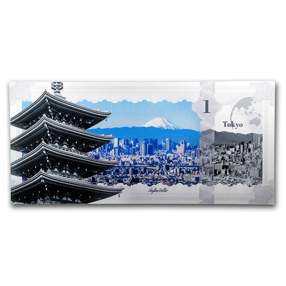 2017 Cook Islands Skyline Dollars Foil Silver Note (Tokyo) 2017 Cook Islands Skyline Dollars Foil Silver Note (Tokyo)