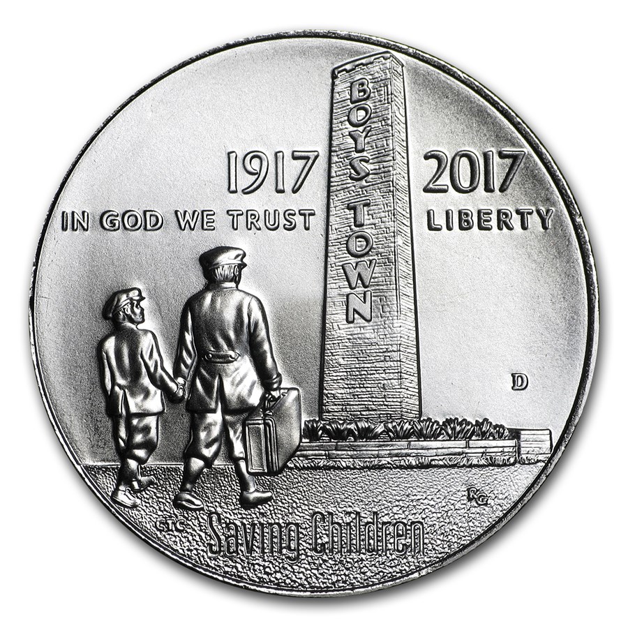 2017-D Boys Town Clad 1/2 Dollar BU (Box & COA)