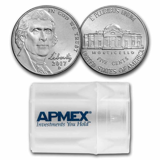 2017-D Jefferson Nickel 40-Coin Roll BU 2017-D Jefferson Nickel 40-Coin Roll BU