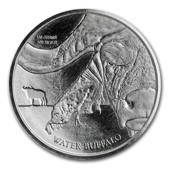 2017 Democratic Republic of Congo 100 gram Silver Water Buffalo 2017 Democratic Republic of Congo 100 gram Silver Water Buffalo
