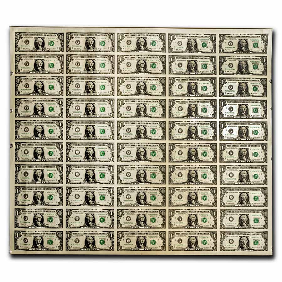 2017 (F-Atlanta) $1.00 FRN CU (Fr#3003-F) 50 Uncut sheet