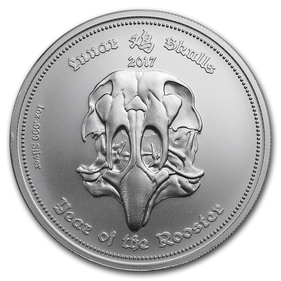 2017 Gabon 1 oz Silver Lunar Skull Year of the Rooster Matte PF 2017 Gabon 1 oz Silver Lunar Skull Year of the Rooster Matte PF