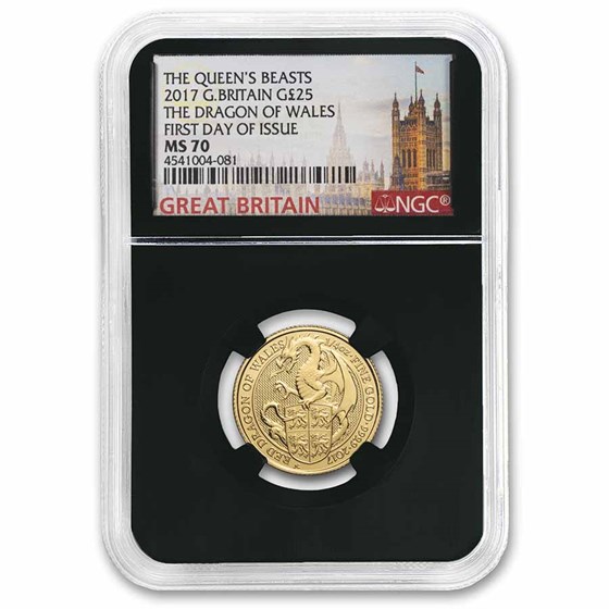 2017 GB 1/4 oz Gold Queen's Beasts The Dragon MS-70 NGC (FDI) 2017 GB 1/4 oz Gold Queen's Beasts The Dragon MS-70 NGC (FDI)