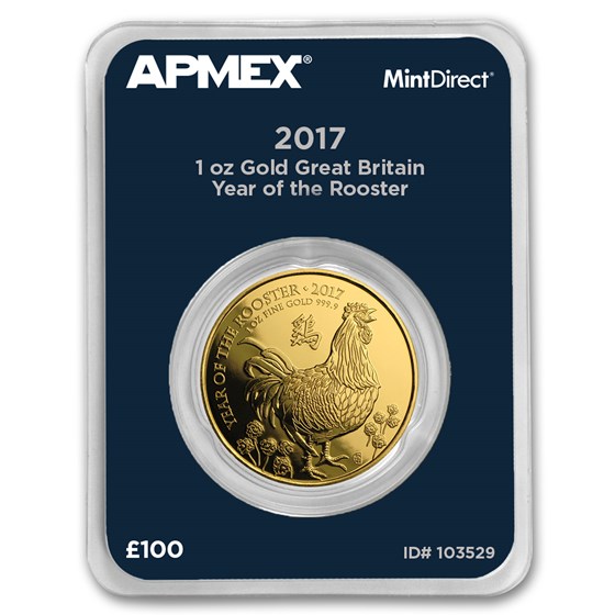 2017 GB 1 oz Gold Year of the Rooster (MintDirect® Single) 2017 GB 1 oz Gold Year of the Rooster (MintDirect® Single)