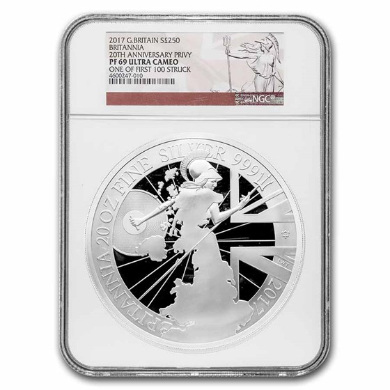 2017 GB 20 oz Silver Britannia Proof PF-69 NGC (w/Box & COA) 2017 GB 20 oz Silver Britannia Proof PF-69 NGC (w/Box & COA)