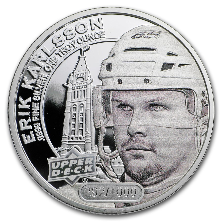 2017 Grandeur 1 oz Silver Hockey: Karlsson (High Relief)