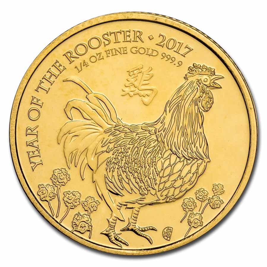 2017 Great Britain 1/4 oz Gold Year of the Rooster BU
