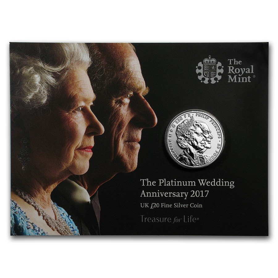 2017 Great Britain £20 Silver Platinum Wedding Anniversary