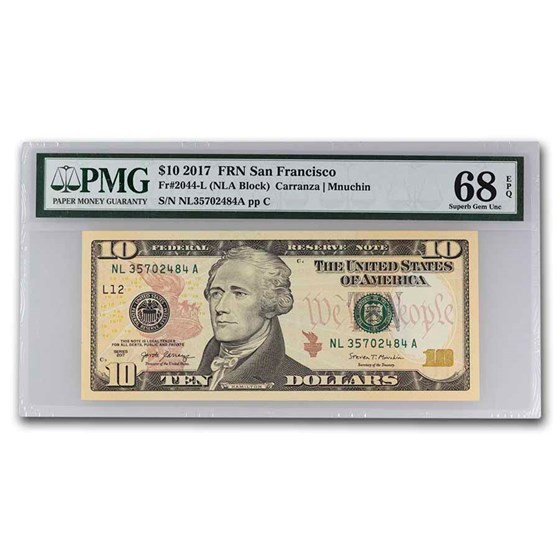 2017 (L-San Francisco) $10 FRN Gem CU-68 EPQ PMG (Fr#2043-L) 2017 (L-San Francisco) $10 FRN Gem CU-68 EPQ PMG (Fr#2043-L)