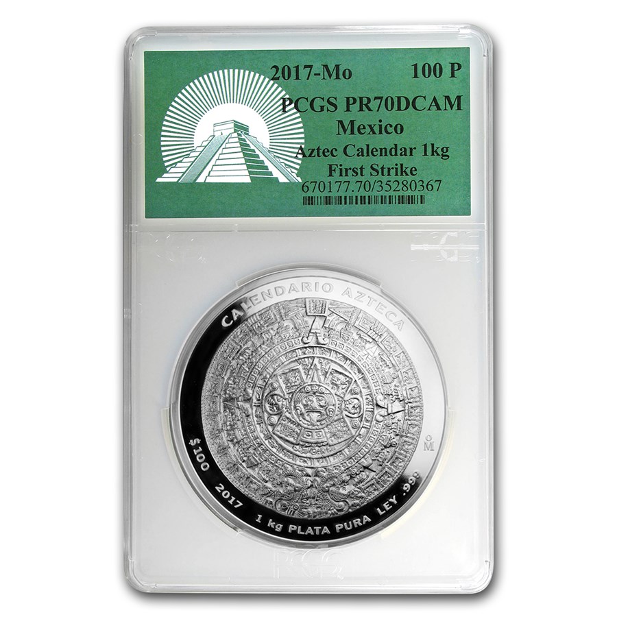 2017 Mexico 1 kilo Silver Aztec Calendar PR-70 PCGS FirstStrike®