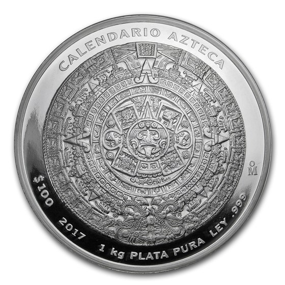 2017 Mexico 1 kilo Silver Aztec Calendar (w/Box & COA)