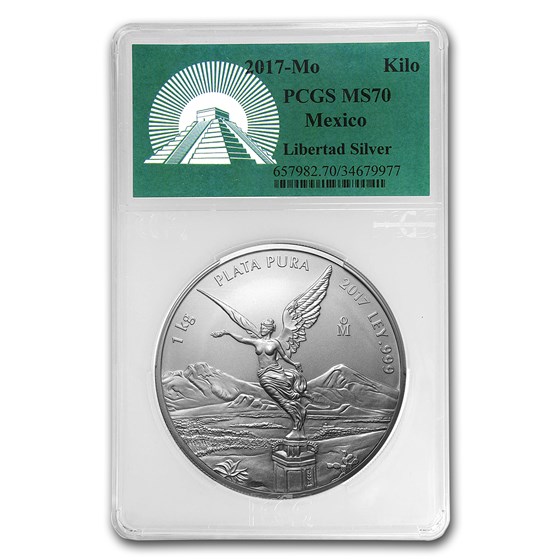 2017 Mexico 1 kilo Silver Libertad MS-70 PCGS (Green Label) 2017 Mexico 1 kilo Silver Libertad MS-70 PCGS (Green Label)