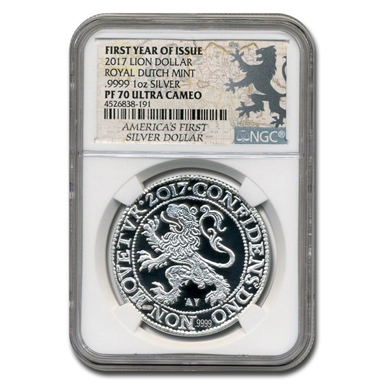 2017 Netherlands 1 oz Silver Lion Dollar Restrike PF-70 NGC 2017 Netherlands 1 oz Silver Lion Dollar Restrike PF-70 NGC