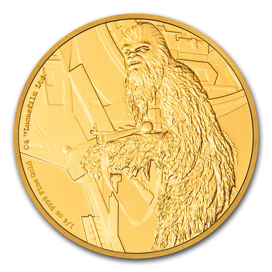 2017 Niue 1/4 oz Gold $25 Star Wars Chewbacca Proof (Box & COA)