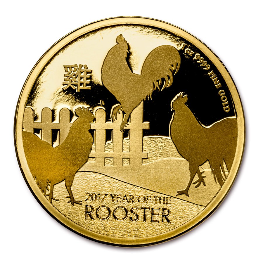 2017 Niue 1 oz Gold $250 Lunar Rooster BU