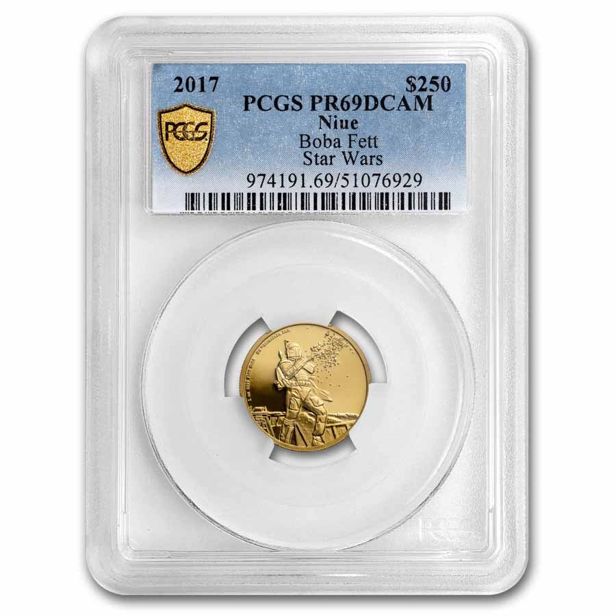 2017 Niue 1 oz Proof Gold $250 Star Wars Boba Fett PCGS-PR69 DCAM