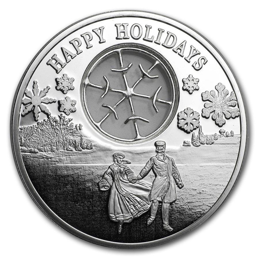 2017 Niue 1 oz Silver $2 Happy Holidays Proof Coin (w/Filigree)