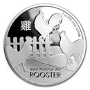2017 Niue 1 oz Silver $2 Lunar Year of the Rooster BU