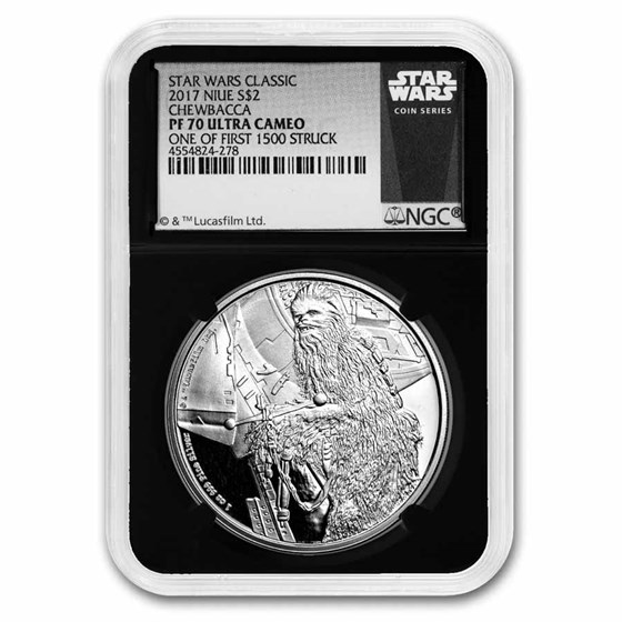 2017 Niue 1 oz Silver $2 Star Wars Chewbacca PF-70 First 1500 2017 Niue 1 oz Silver $2 Star Wars Chewbacca PF-70 First 1500