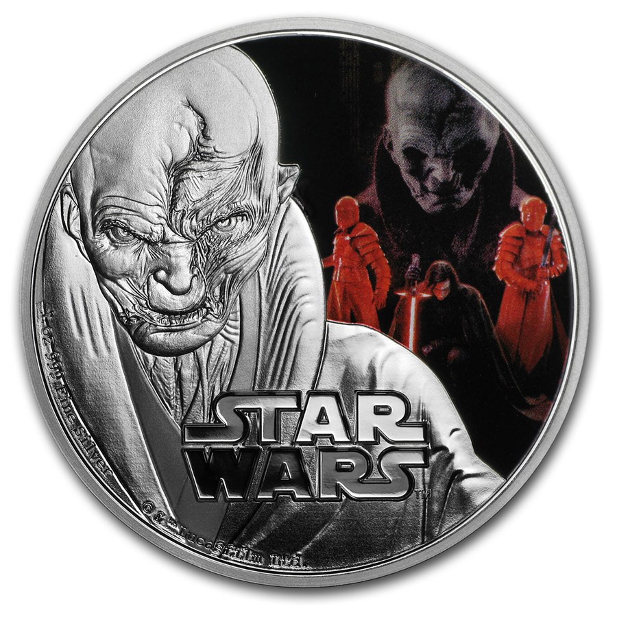 2017 Niue 1 oz Silver $2 Star Wars Snoke Colorized (Box & COA)