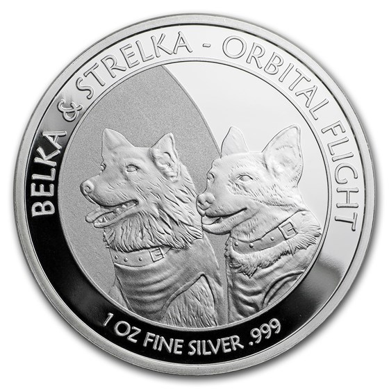 2017 Niue 1 oz Silver Belka & Strelka Dogs - Orbital Flight 2017 Niue 1 oz Silver Belka & Strelka Dogs - Orbital Flight