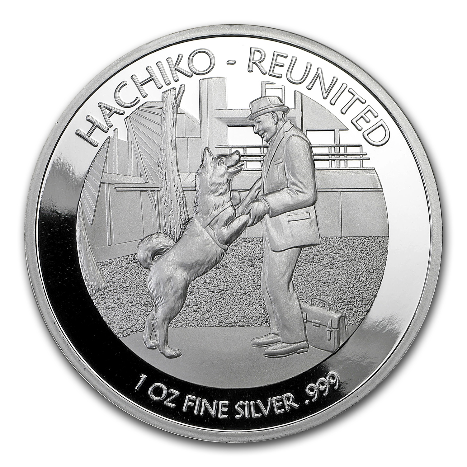 Buy 2017 Niue 1 oz Silver Hachiko from Japan Akita Dog Reunited