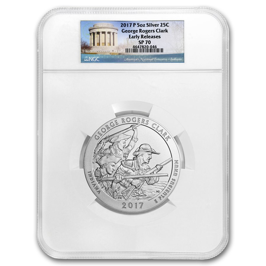 2017-P 5 oz Silver ATB George Rogers Clark SP-70 NGC (ER)