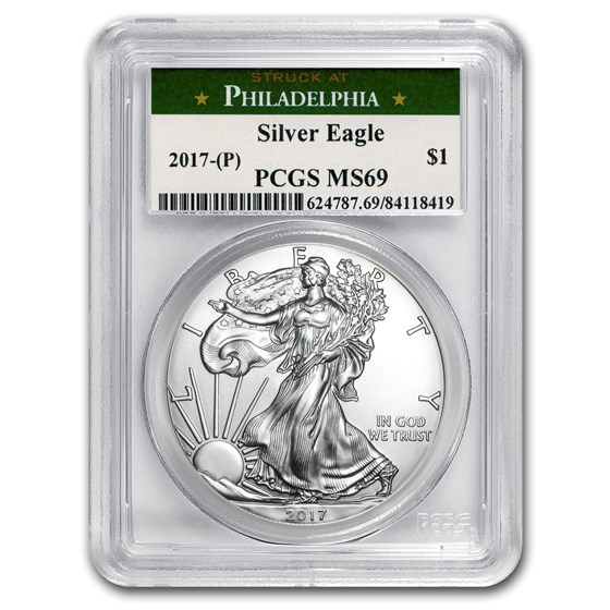 2017 (P) American Silver Eagle MS-69 PCGS (Philadelphia Mint) 2017 (P) American Silver Eagle MS-69 PCGS (Philadelphia Mint)