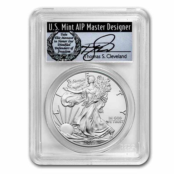 2017 (P) American Silver Eagle MS-70 PCGS (FDI, Cleveland Signed) 2017 (P) American Silver Eagle MS-70 PCGS (FDI, Cleveland Signed)