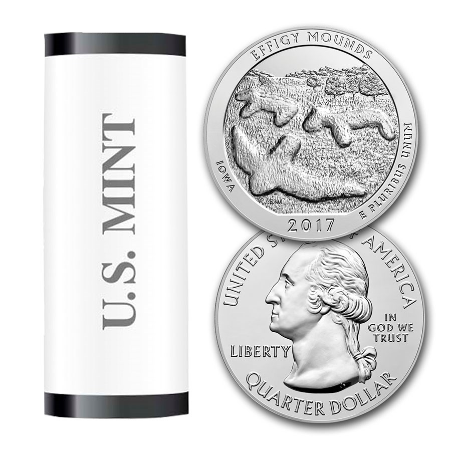 2017-P ATB Quarter Effigy Mounds 40-Coin Roll BU