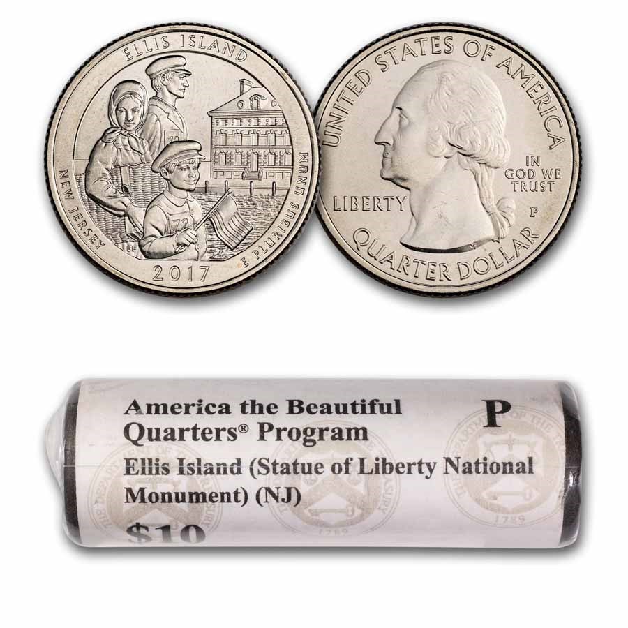 2017-P ATB Quarter Ellis Island National Monument 40-Coin Roll BU