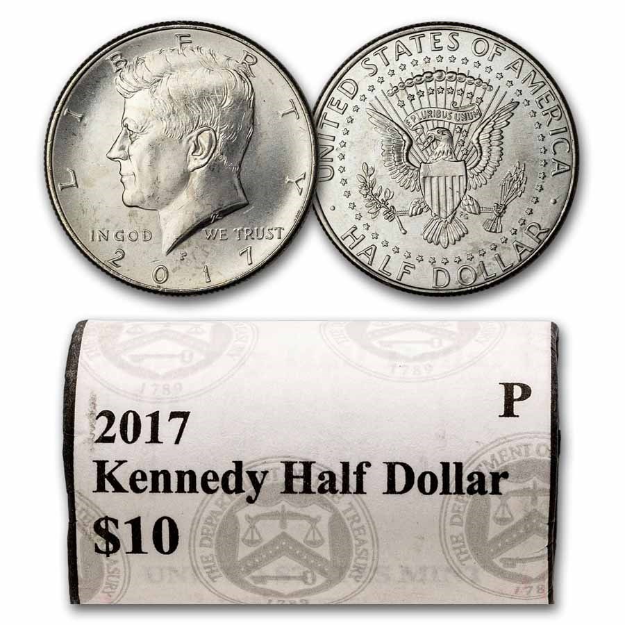2017-P Kennedy Half Dollar 20-Coin Roll BU (Mint Wrapped)