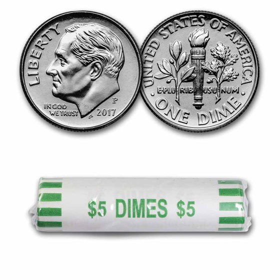2017-P Roosevelt Dime 50-Coin Roll BU 2017-P Roosevelt Dime 50-Coin Roll BU