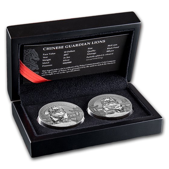2017 Palau 2-Coin Silver $10 Chinese Guardian Lions Proof Set 2017 Palau 2-Coin Silver $10 Chinese Guardian Lions Proof Set