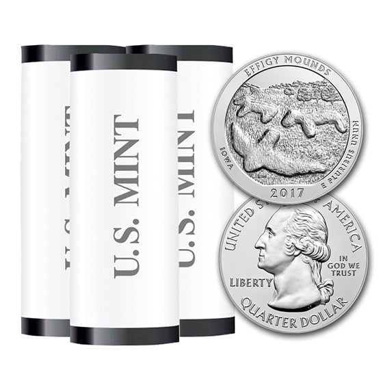 2017-PDS ATB Quarter Effigy Mounds 40-Coin (3 Roll Set) BU 2017-PDS ATB Quarter Effigy Mounds 40-Coin (3 Roll Set) BU