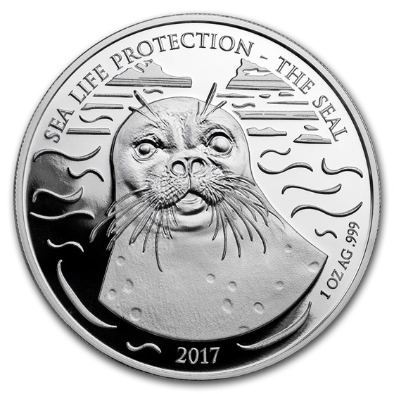 2017 Republic of Ghana 1 oz Silver Sea Life Protection (Seal) 2017 Republic of Ghana 1 oz Silver Sea Life Protection (Seal)