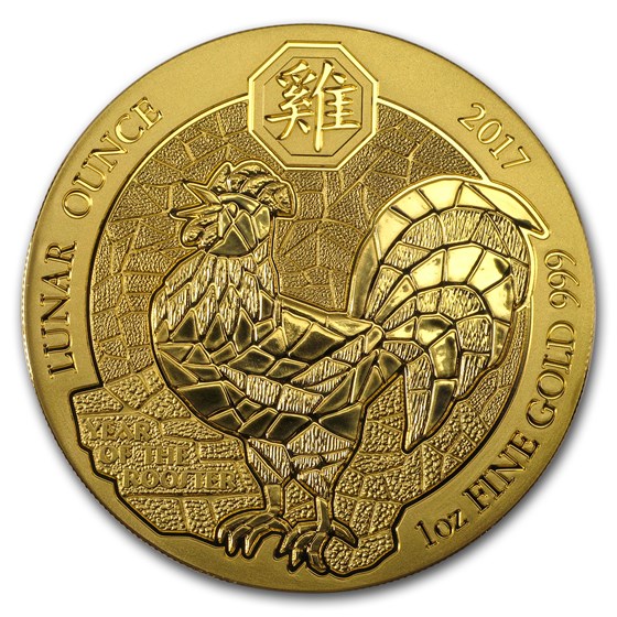2017 Rwanda 1 oz Gold Lunar Year of the Rooster BU 2017 Rwanda 1 oz Gold Lunar Year of the Rooster BU