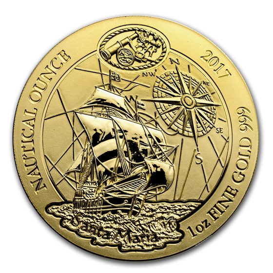 2017 Rwanda 1 oz Gold Nautical Ounce Santa Maria BU