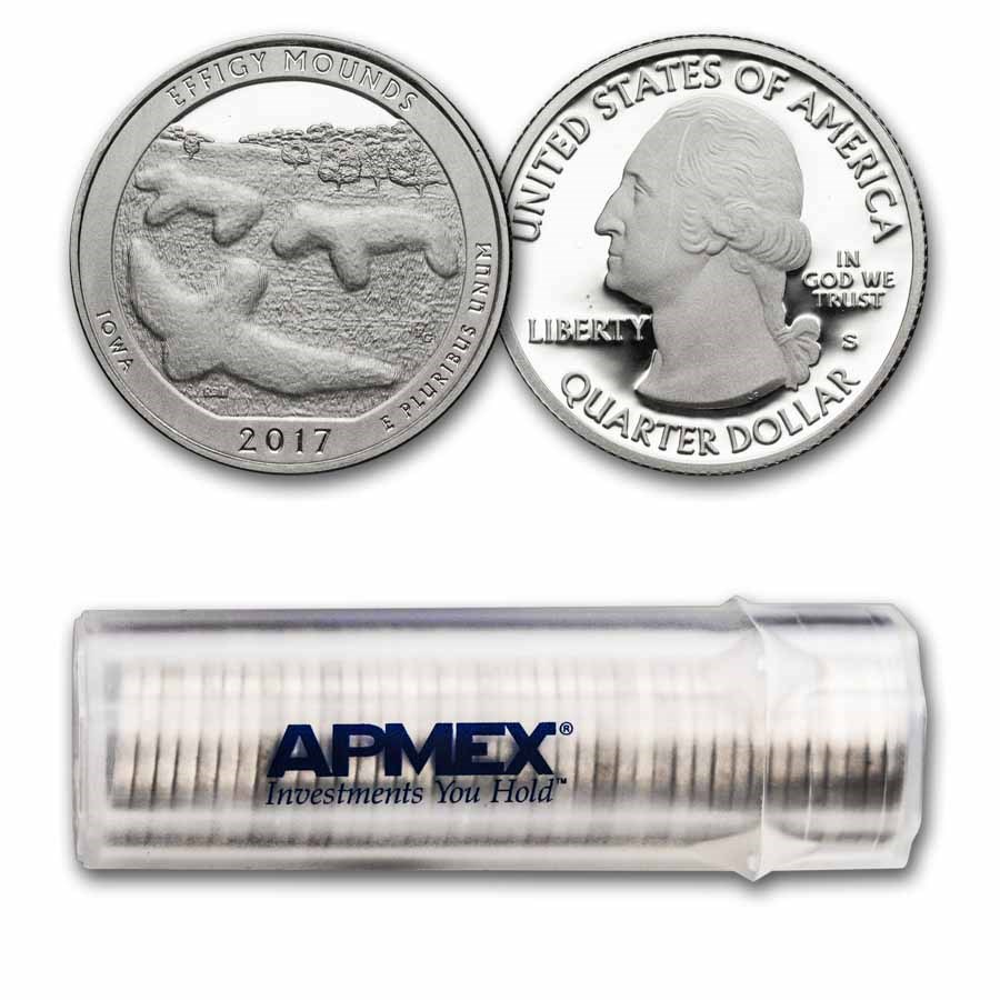 2017-S ATB Quarter Effigy Mounds 40-Coin Roll Proof (Silver)