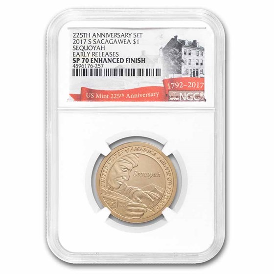 2017-S Native Amer $1 - Sequoyah BU SP-70 ER NGC(Enhanced Finish)