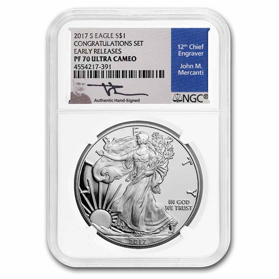2017-S Proof American Silver Eagle PF-70 NGC (ER, Mercanti) 2017-S Proof American Silver Eagle PF-70 NGC (ER, Mercanti)