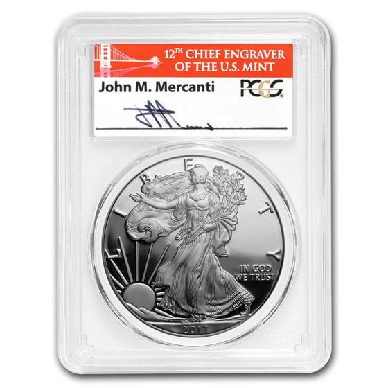 2017-S Proof American Silver Eagle PR-70 PCGS (FDI, Mercanti)