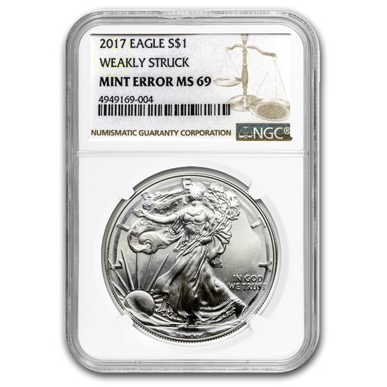 2017 Silver American Eagle MS-69 NGC (Error, Weakly Struck) 2017 Silver American Eagle MS-69 NGC (Error, Weakly Struck)